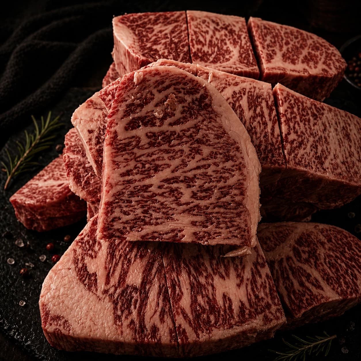 3 (6 oz) Miyazakigyu A5 Plus, Marble score 11 or 12 NY Strip Steak - Block Cut