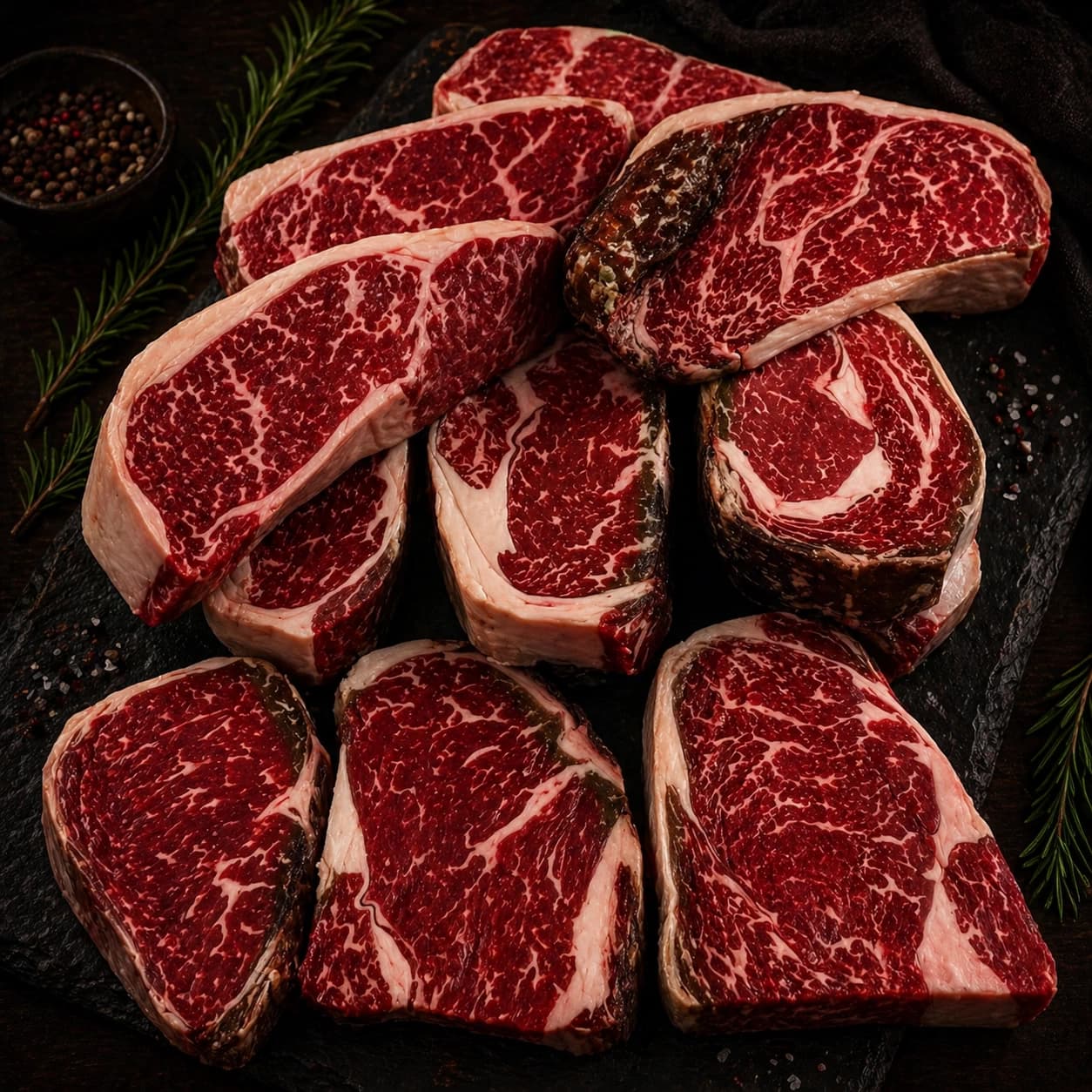 16 to 18 oz DRY AGED 50+ DAYS USDA "HAND SELECTED-UPPER" PRIME BLACK ANGUS BONELESS RIBEYE