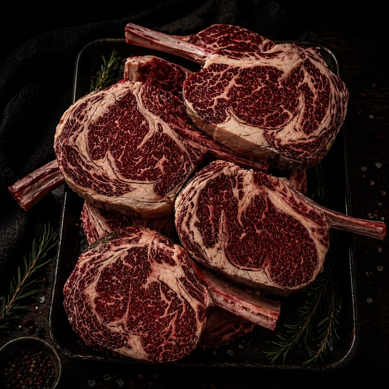 22-24 oz DRY AGED 50+ DAYS USDA "HAND SELECTED-UPPER" PRIME BLACK ANGUS COWBOY RIBEYE